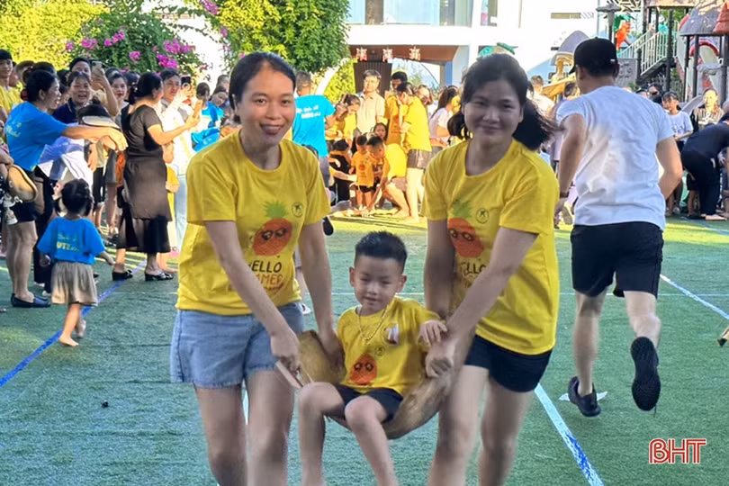 Phụ huynh, học sinh Trường Mầm non Trung Kiên vui ngày hội gia đình
