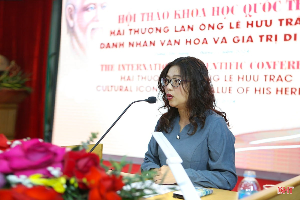 Tiến sỹ Trang Thu Quân (Trung Quốc) tham luận với chủ đề "Lược thuật các công trình nghiên cứu về Hải Thượng Lãn Ông Y Tông Tâm Lĩnh Toàn Trật" tại Trung quốc".