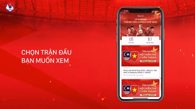 Hướng dẫn mua vé xem ĐT Việt Nam tại vòng loại World Cup 2022 trên ứng dụng di động