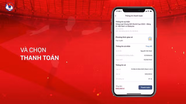 Hướng dẫn mua vé xem ĐT Việt Nam tại vòng loại World Cup 2022 trên ứng dụng di động