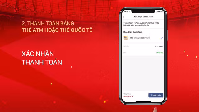 Hướng dẫn mua vé xem ĐT Việt Nam tại vòng loại World Cup 2022 trên ứng dụng di động
