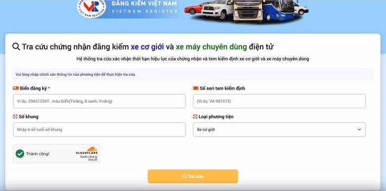 Chủ xe cần nhập chính xác thông tin của phương tiện theo hướng dẫn để tra cứu chứng nhận đăng kiểm điện tử (ảnh minh họa).