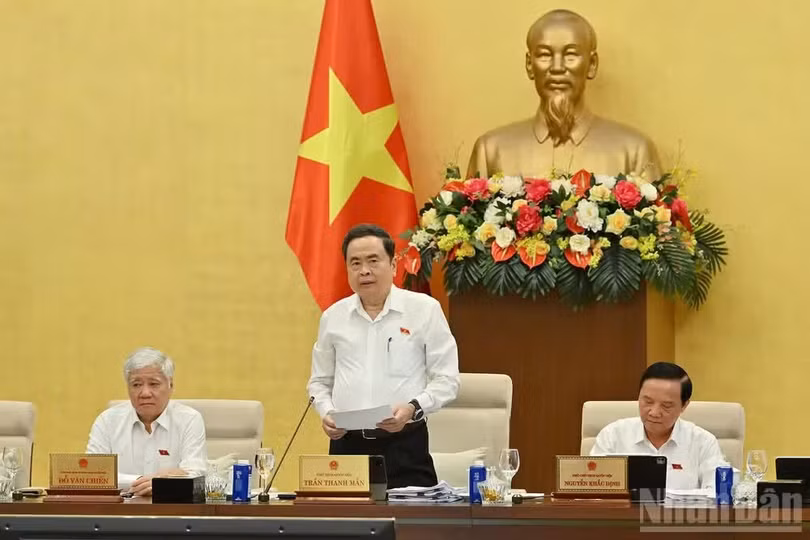 Chủ tịch Quốc hội Trần Thanh Mẫn phát biểu khai mạc phiên họp. (Ảnh: THỦY NGUYÊN).