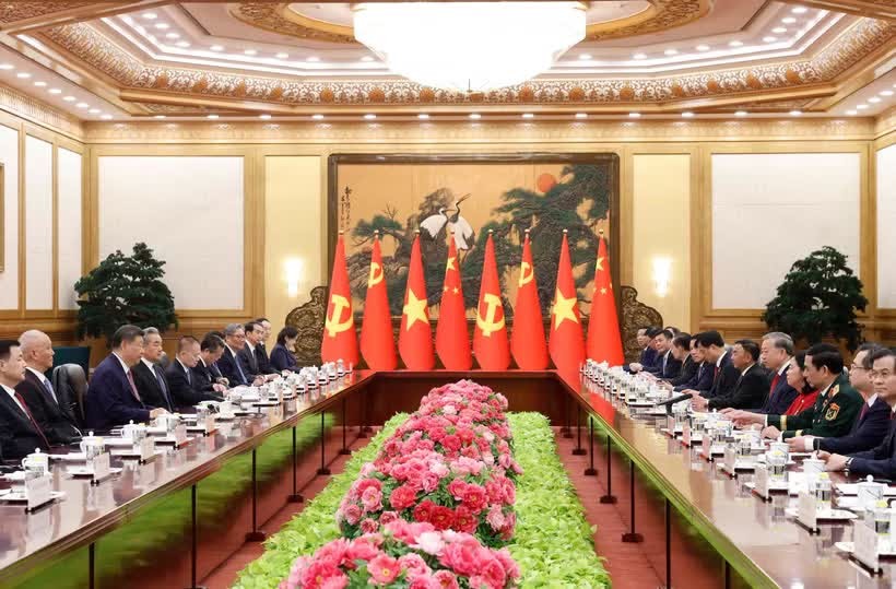 Tổng Bí thư, Chủ tịch nước Tô Lâm hội đàm với Tổng Bí thư, Chủ tịch nước Trung Quốc Tập Cận Bình. (Ảnh: Thống Nhất/TTXVN)