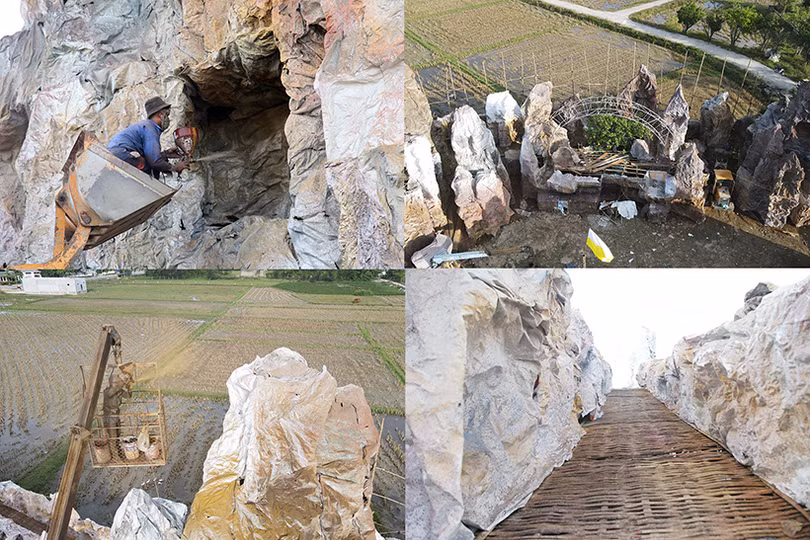 Xem những hang đá Bê-lem “khổng lồ” đang được xây dựng ở Hà Tĩnh
