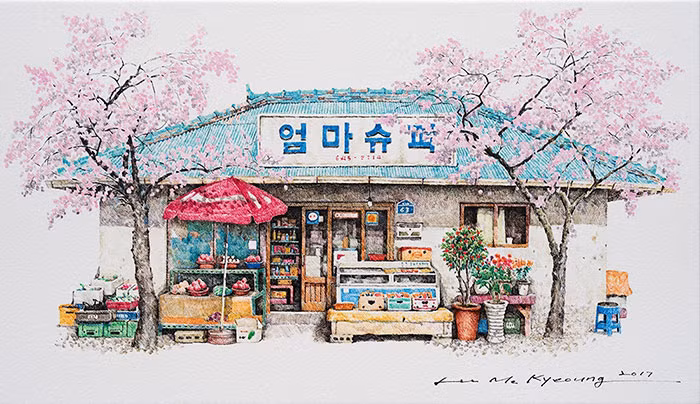 hoa si han quoc danh 20 nam di ve nhung cua hang tien loi