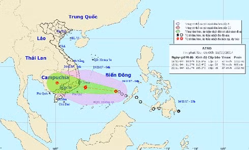 ap thap nhiet doi co kha nang manh thanh bao nham vao cac tinh nam bo