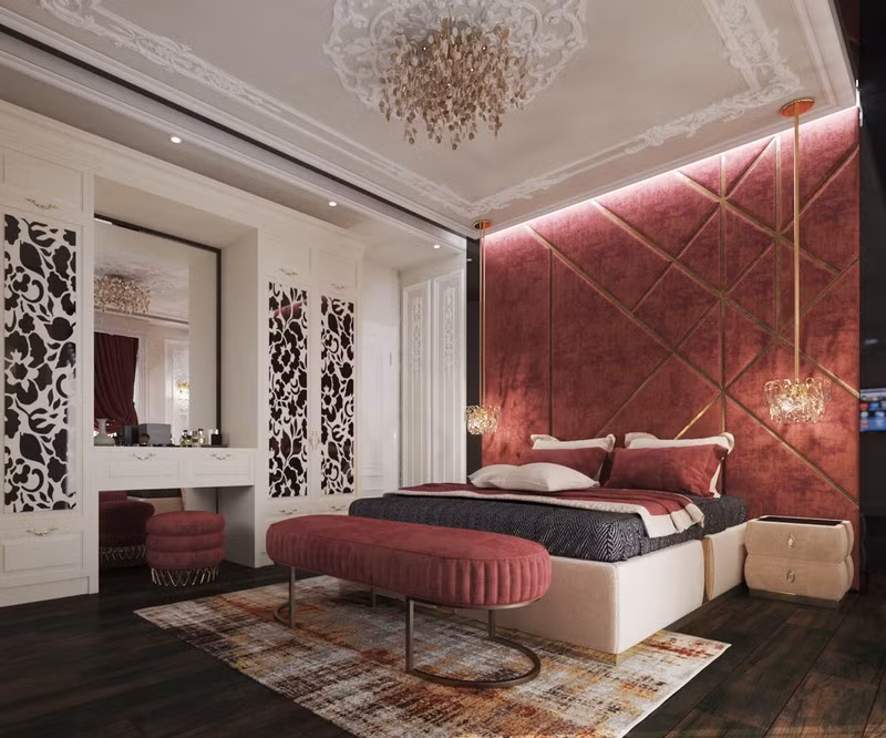 Trang trí phòng ngủ màu đỏ dành cho người năng động