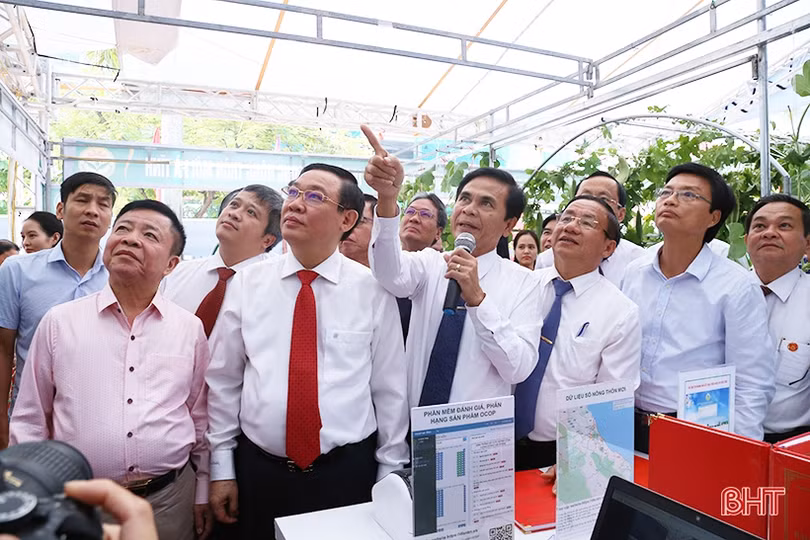 Phó Thủ tướng Vương Đình Huệ và các đại biểu ấn tượng với sản phẩm nông nghiệp, nông thôn tiêu biểu Hà Tĩnh