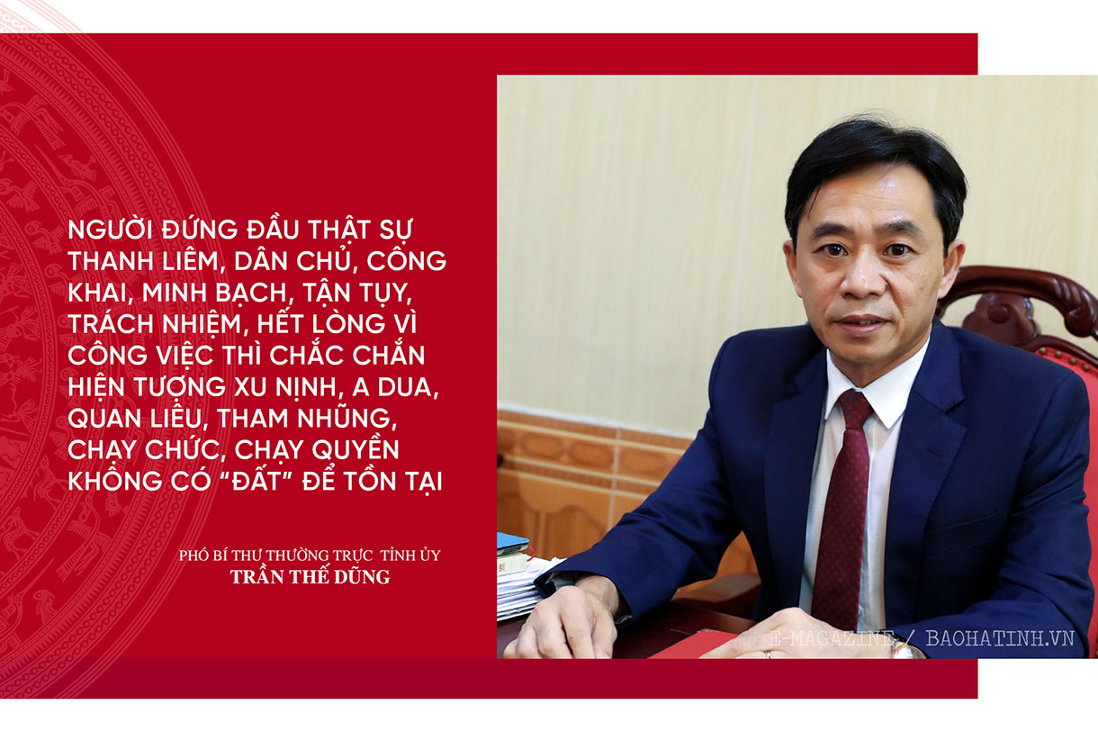 Phát huy vai trò nêu gương của người đứng đầu, góp phần quan trọng thực hiện thắng lợi Nghị quyết Đại hội Đảng bộ tỉnh Hà Tĩnh lần thứ XIX
