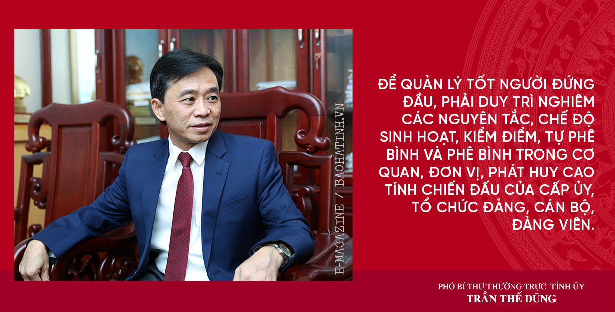 Phát huy vai trò nêu gương của người đứng đầu, góp phần quan trọng thực hiện thắng lợi Nghị quyết Đại hội Đảng bộ tỉnh Hà Tĩnh lần thứ XIX