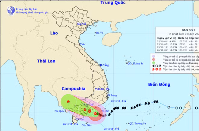 Bão số 9 gây mưa lớn ở miền Nam, Hà Tĩnh mưa rải rác