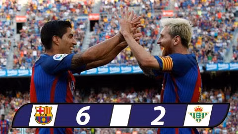 suarez va messi thi nhau toa sang barca vui dap betis 6 2