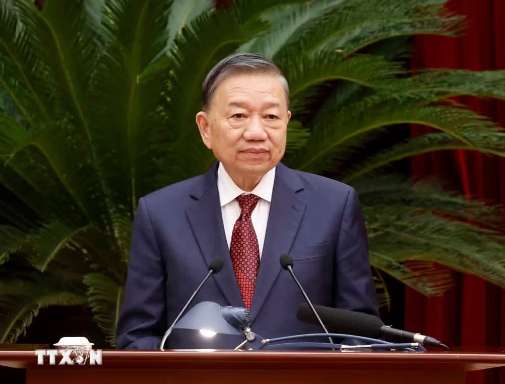 Tổng Bí thư, Chủ tịch nước Tô Lâm phát biểu bế mạc Hội nghị Ban Chấp hành Trung ương Đảng lần thứ 3, khóa XIV. (Ảnh: Thống Nhất/TTXVN)