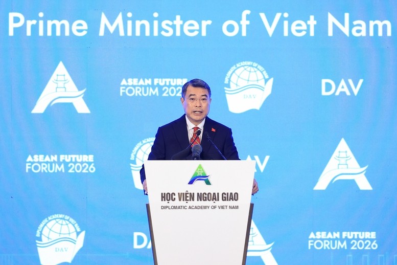 Thủ tướng Chính phủ Lê Minh Hưng phát biểu tại phiên khai mạc Diễn đàn Tương lai ASEAN 2026 - Ảnh: VGP/Nhật Bắc
