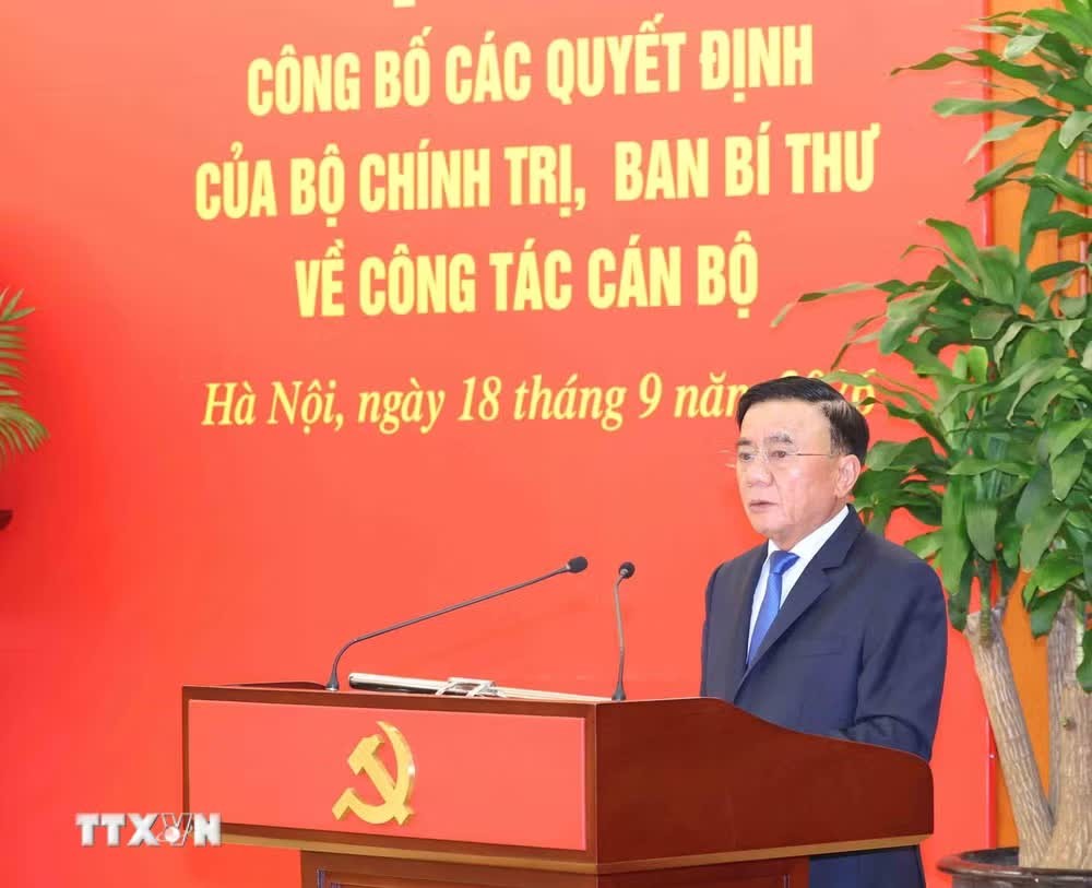 Đồng chí Trần Cẩm Tú, Ủy viên Bộ Chính trị, Thường trực Ban Bí thư phát biểu chỉ đạo tại hội nghị. (Ảnh: Phương Hoa/TTXVN)