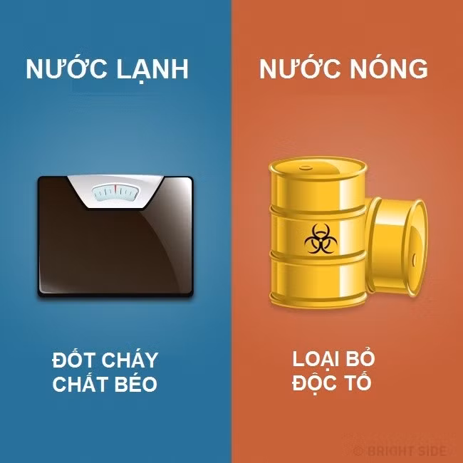 su khac nhau giua tam nuoc lanh va nuoc nong