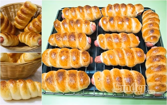 cuoi tuan lam banh mi xuc xich nuong mem ngon