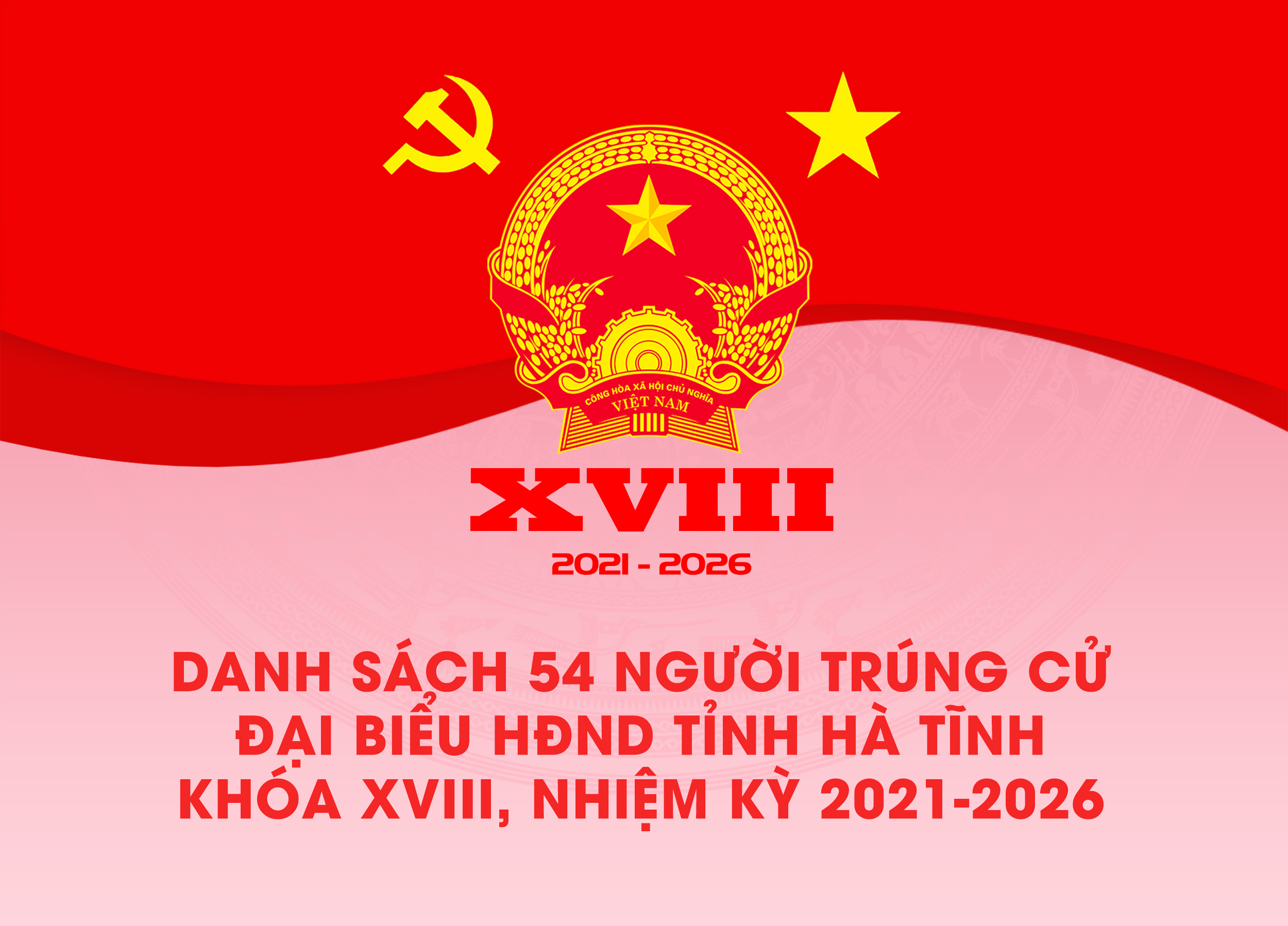 Danh sách 54 người trúng cử đại biểu HĐND tỉnh Hà Tĩnh khóa XVIII, nhiệm kỳ 2021 - 2026
