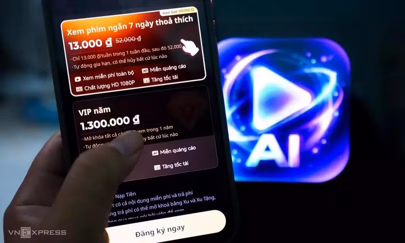 Giao diện trang nạp tiền của một ứng dụng xem video ngắn. Ảnh: Bảo Lâm