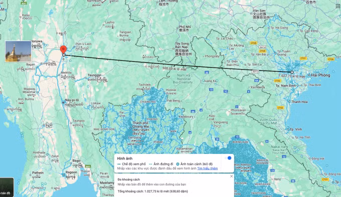 Vị trí tâm chấn động đất ở Myanmar. Ảnh: Gmap