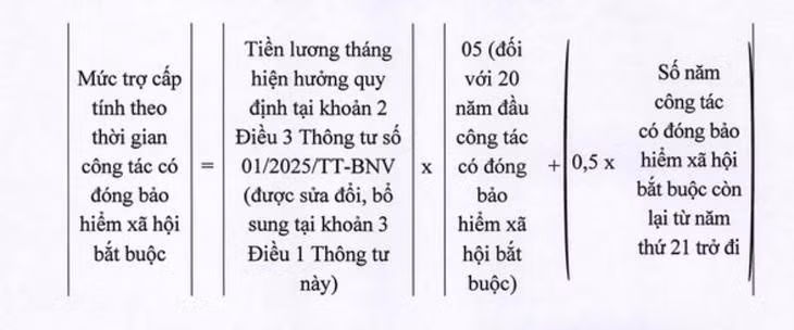 Cách tính mức trợ cấp - Ảnh chụp màn hình