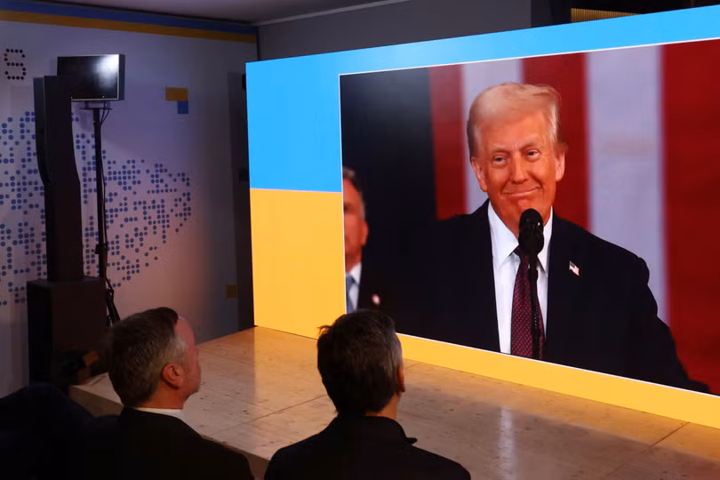 Ông Trump xuất hiện tại Hội nghị Davos qua liên kết video. Ảnh: Reuters.