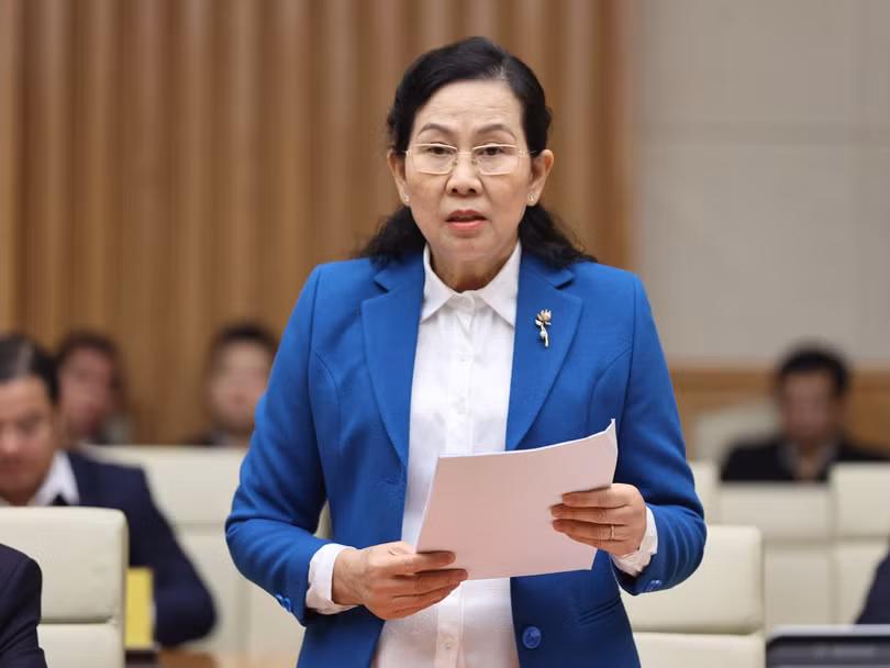 Ủy viên Trung ương Đảng, Phó Bí thư chuyên trách Đảng ủy Chính phủ Lê Thị Thủy phát biểu tại hội nghị - Ảnh: VGP/Nhật Bắc