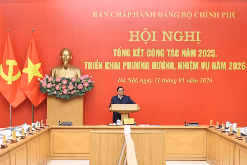Thủ tướng nêu rõ, các cơ quan đã và đang triển khai nhiệm vụ năm 2026 trên tinh thần những nhiệm vụ trọng tâm mà Đại hội toàn quốc XIV của Đảng sẽ xác định - Ảnh: VGP/Nhật Bắc