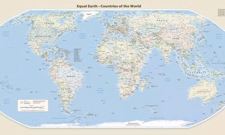 Bản đồ Trái Đất dựa trên phép chiếu Equal Earth. Ảnh: Equal Earth