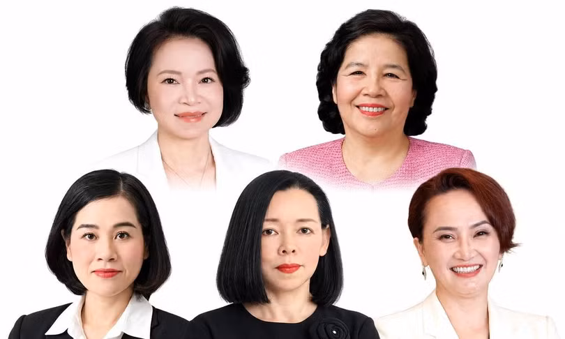 Bà Phạm Thu Hương (phía trên bên trái), bà Mai Kiều Liên, bà Nguyễn Thị Hoa, bà Nguyễn Bạch Điệp và bà Đặng Huỳnh Ức My. Ảnh: Fortune/Công ty cung cấp