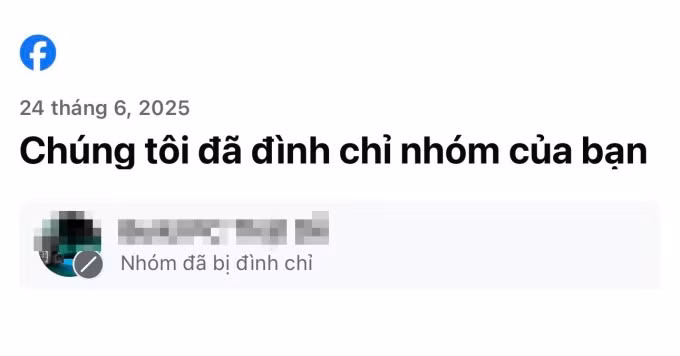 Thông báo gửi đến quản trị viên một nhóm Facebook ngày 24/6. Ảnh chụp màn hình