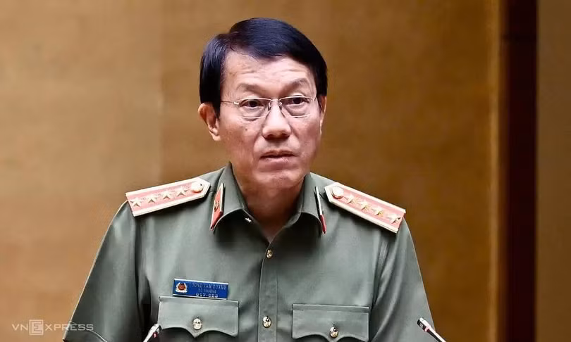 Bộ trưởng Bộ Công an Lương Tam Quang phát biểu tại Hội nghị toàn quốc quán triệt Nghị quyết Trung ương 3 khóa 14, hồi tháng 7. Ảnh: Giang Huy