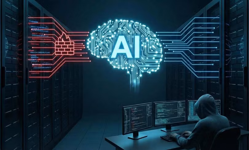 Minh họa kẻ gian dùng AI để thực hiện hành vi gian lận trên mạng. Ảnh: Google Gemini