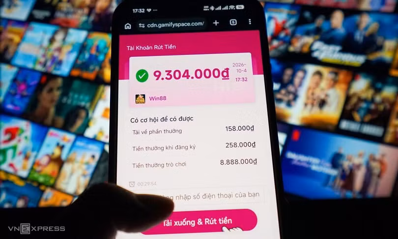 Giao diện "trúng thưởng" khi tải một video phim ngắn. Ảnh: Bảo Lâm