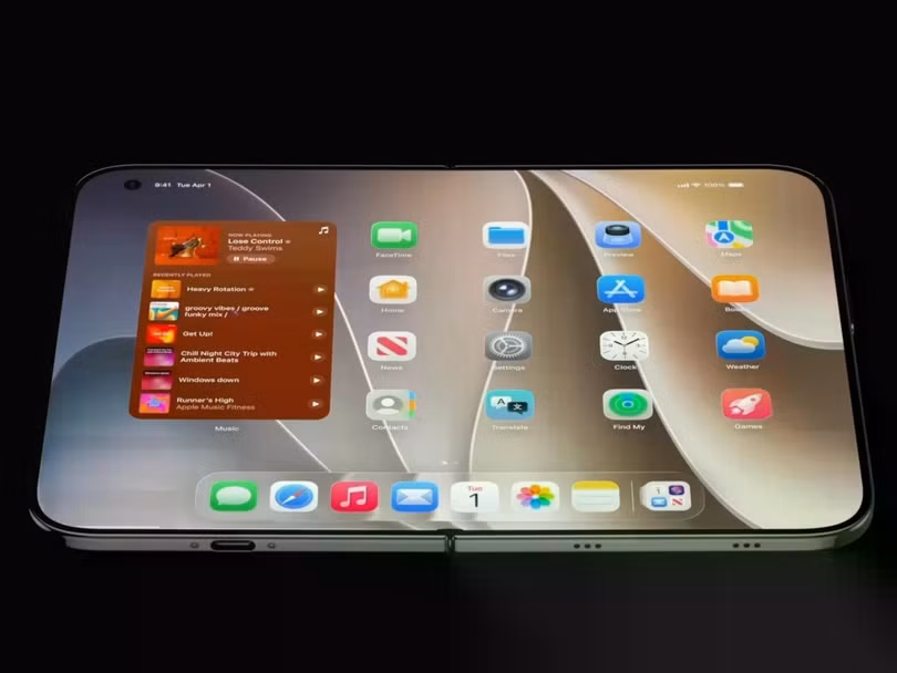 Ảnh dựng iPhone gập dựa trên tin đồn. Ảnh: Jon Prosser.