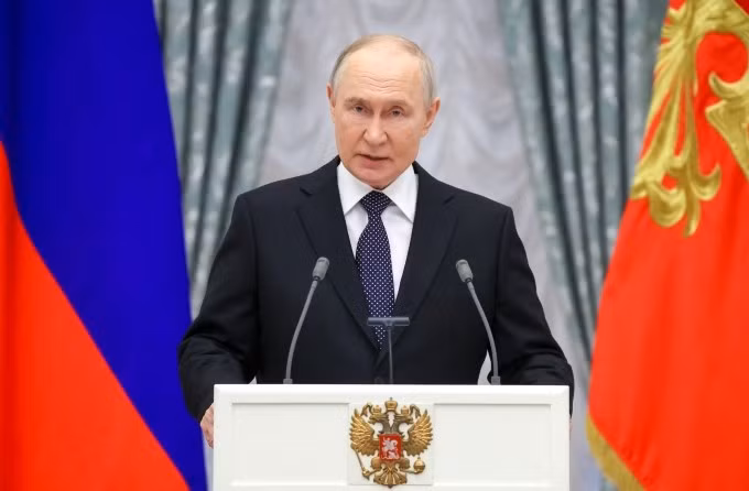 Tổng thống Nga Vladimir Putin phát biểu tại Điện Kremlin ngày 21/5. Ảnh: AFP