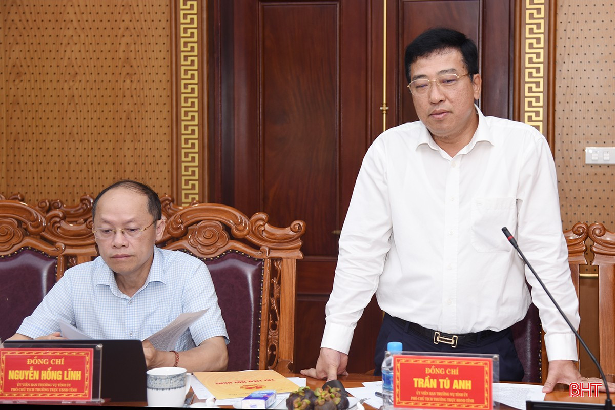 ...Phó Chủ tịch Thường trực HĐND tỉnh Trần Tú Anh phát biểu tại cuộc họp.