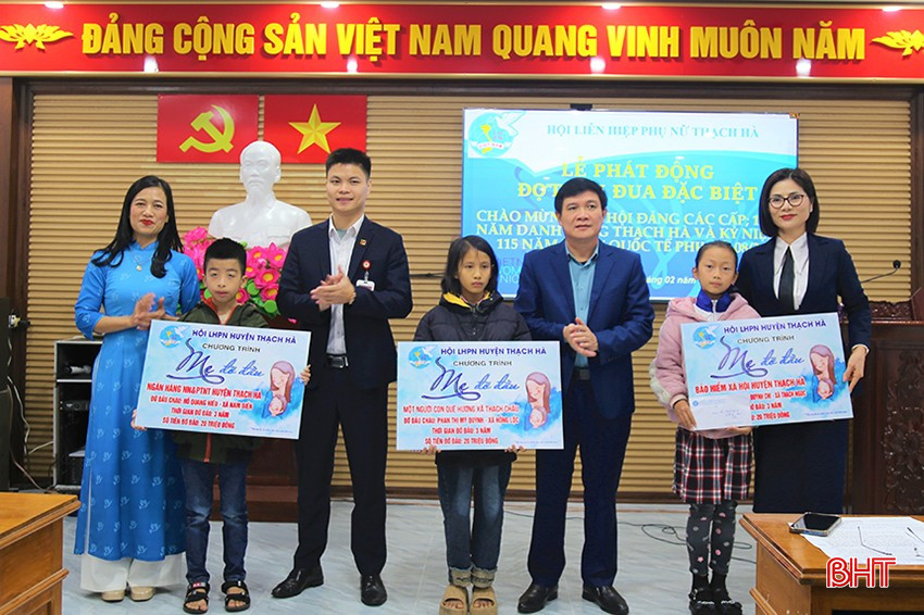 Các đơn vị, nhà hảo tâm nhận đỡ đầu 3 trẻ em mồ côi ở các xã Nam Điền, Hồng Lộc, Thạch Ngọc.