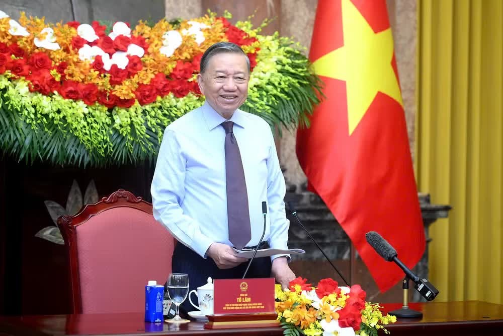 Tổng Bí thư, Chủ tịch nước Tô Lâm phát biểu tại cuộc gặp mặt. (Ảnh: ĐĂNG KHOA).