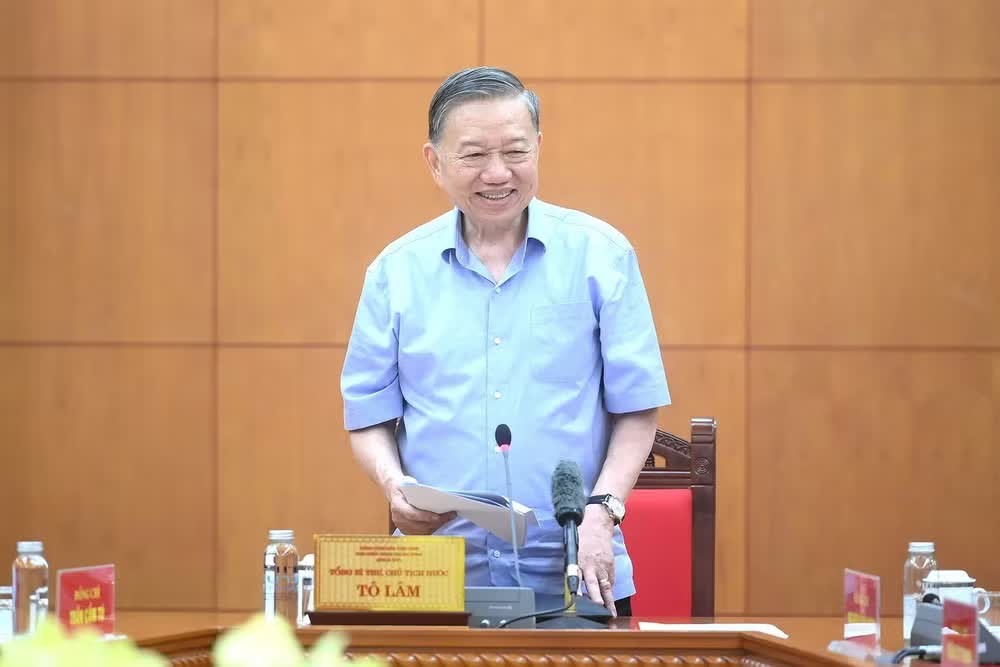 Tổng Bí thư, Chủ tịch nước Tô Lâm phát biểu tại cuộc làm việc với Ban Tuyên giáo và Dân vận Trung ương. (Ảnh: ĐĂNG KHOA)