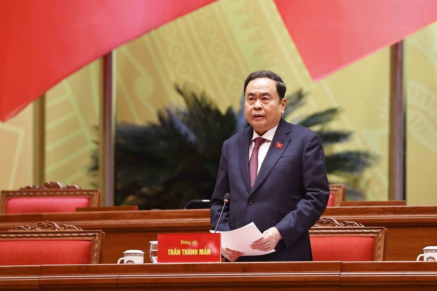 Đồng chí Trần Thanh Mẫn, Ủy viên Bộ Chính trị, Chủ tịch Quốc hội điều hành phiên họp. Ảnh: TTXVN