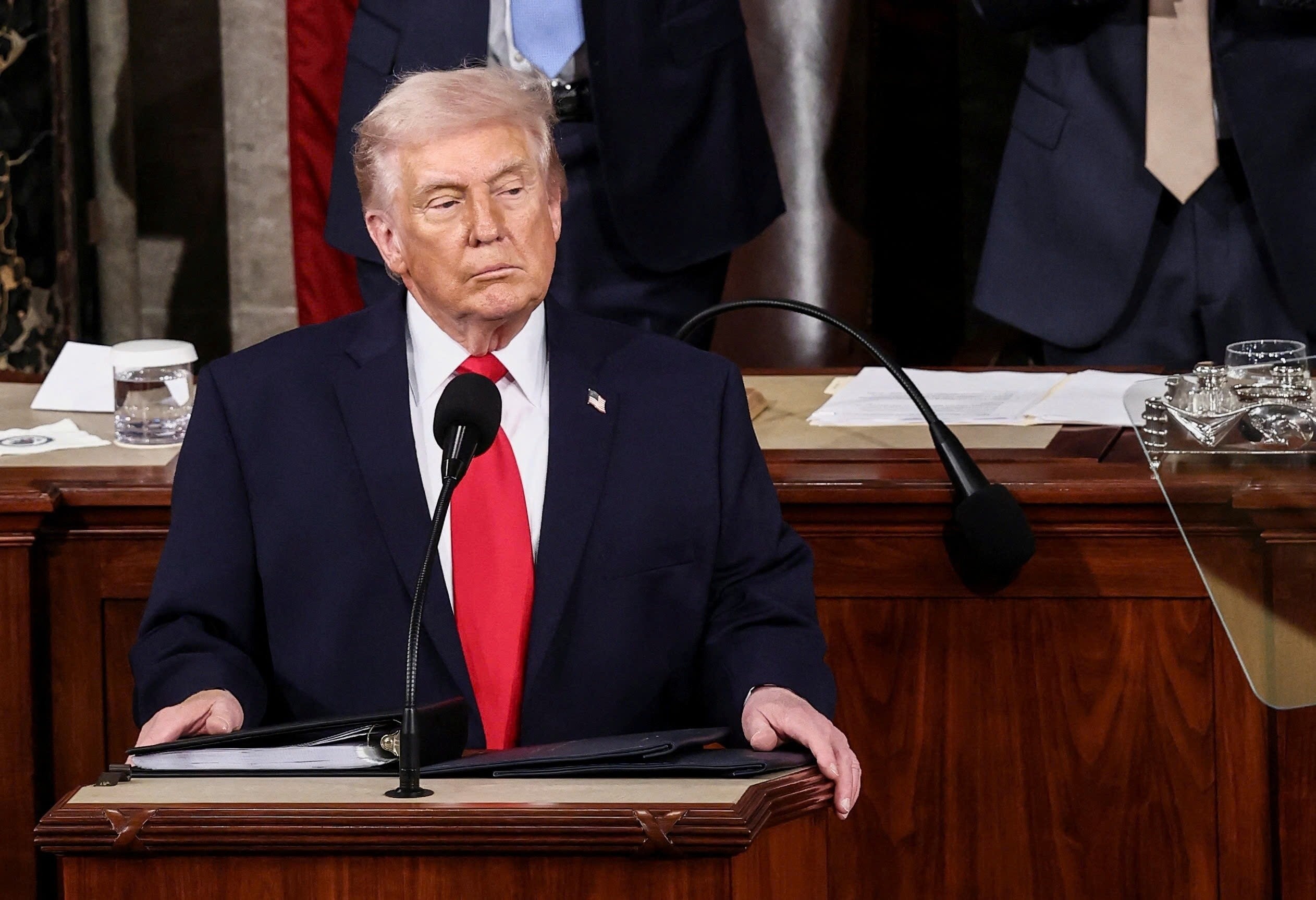 Tổng thống Trump đọc Thông điệp Liên bang tại Điện Capitol (Mỹ), ngày 24/2. Ảnh: Reuters.