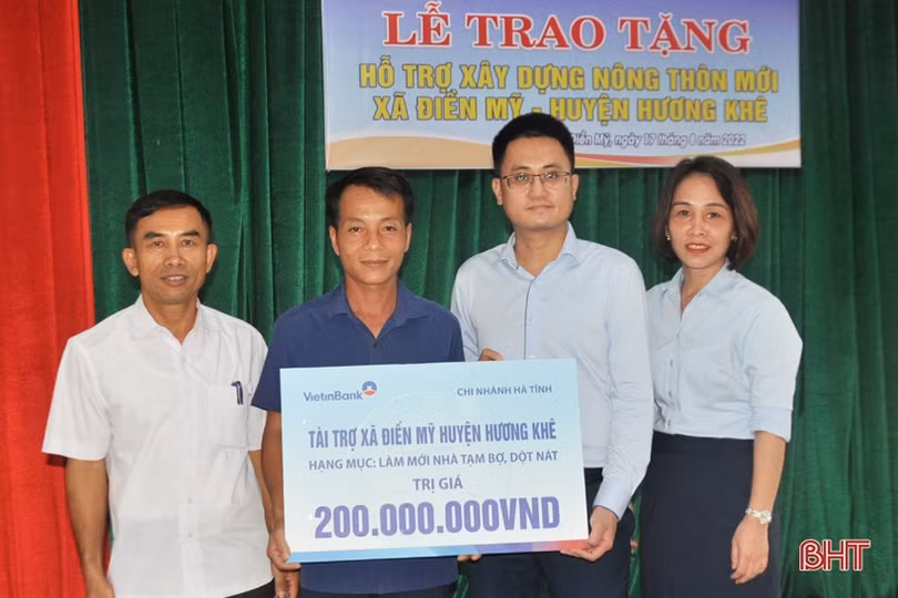5 ngân hàng tài trợ xã Điền Mỹ 670 triệu đồng xây dựng nông thôn mới
