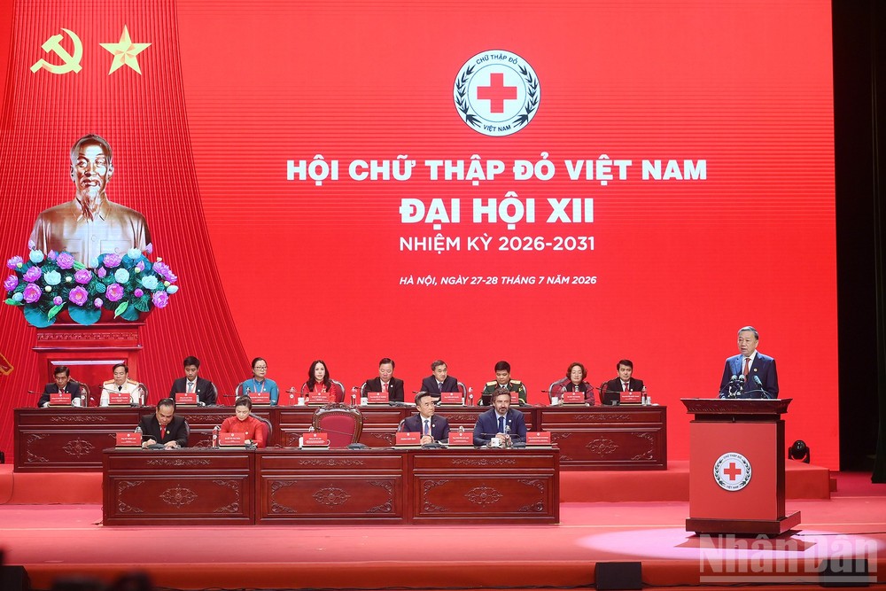 Tổng Bí thư, Chủ tịch nước Tô Lâm phát biểu chỉ đạo Đại hội đại biểu toàn quốc Hội Chữ thập đỏ Việt Nam lần thứ XII. (Ảnh: Đăng Khoa)