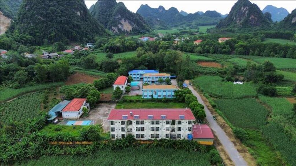 Trường Phổ thông Dân tộc Nội trú THCS Phục Hòa tại xã Phục Hòa, tỉnh Cao Bằng. Ảnh: Chu Hiệu/TTXVN
