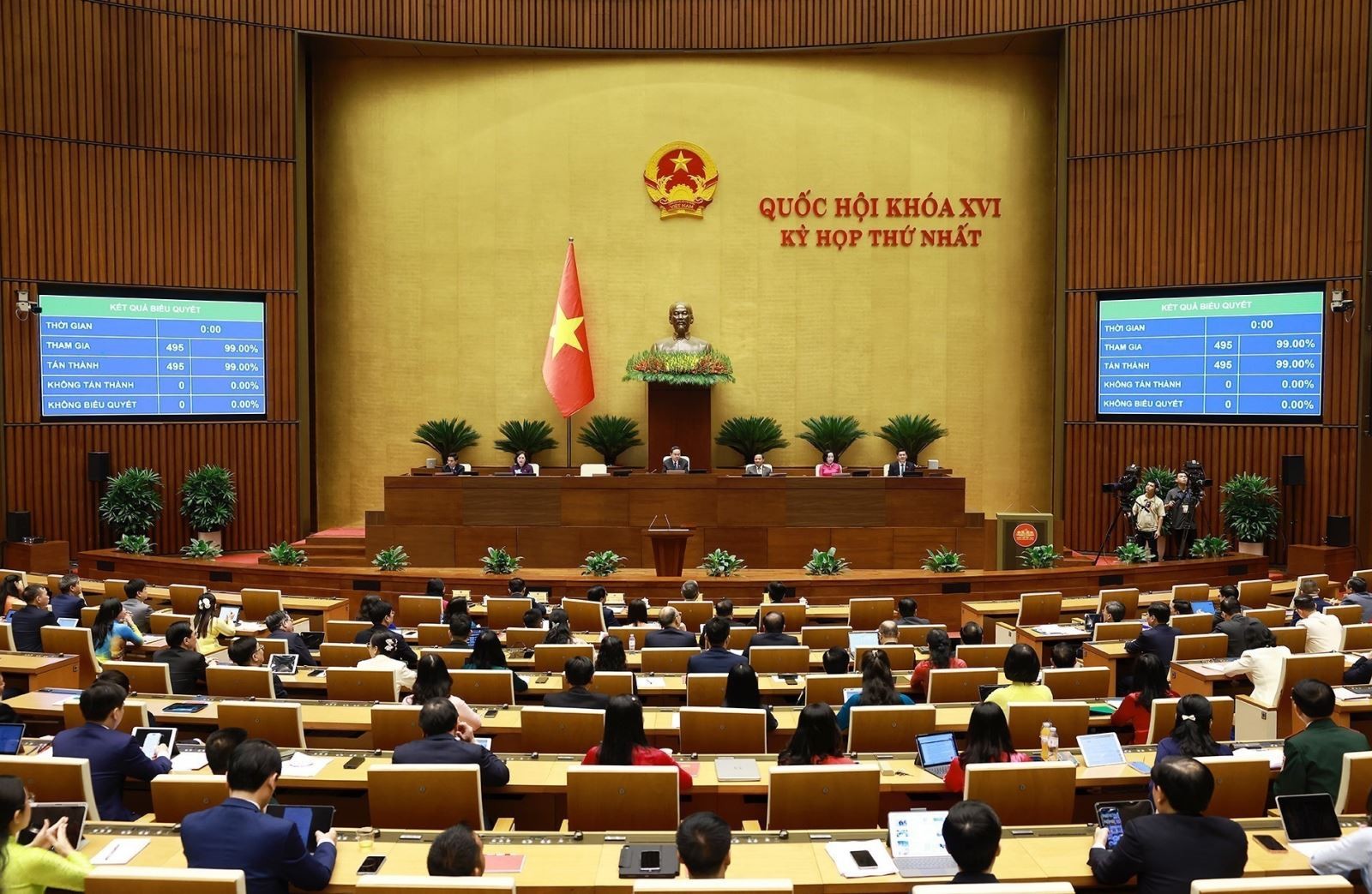 Ngày 7/4, Quốc hội biểu quyết thông qua dự thảo Nghị quyết bầu Tổng Bí thư Tô Lâm, Đại biểu Quốc hội khóa XVI, làm Chủ tịch nước nhiệm kỳ 2026 - 2031. Ảnh: Dương Giang/TTXVN