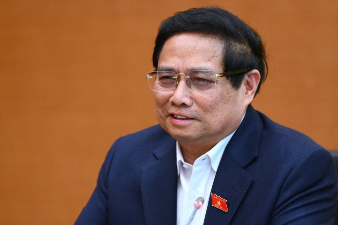 Thủ tướng Phạm Minh Chính phát biểu tại họp tổ Quốc hội ngày 14/2. Ảnh: Giang Huy