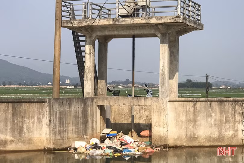 Rác thải ùn ứ trên kênh Ngàn Trươi - Cẩm Trang