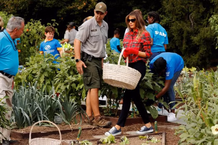 hinh anh de nhat phu nhan melania trump trong rau trong vuon nha trang